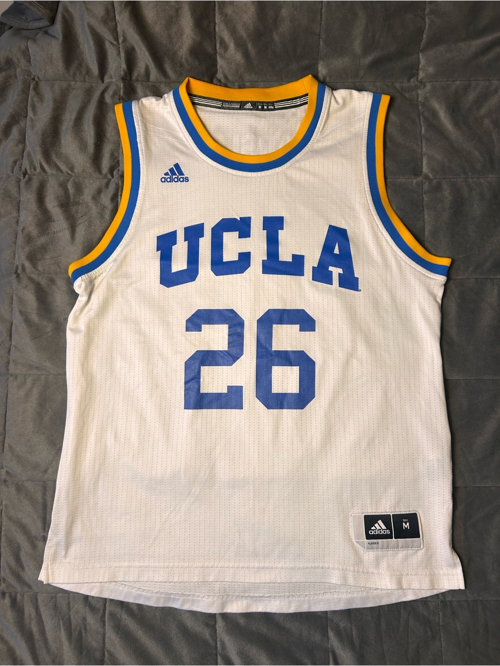 UCLA #26 Adidas White & Blue Basketball Jersey